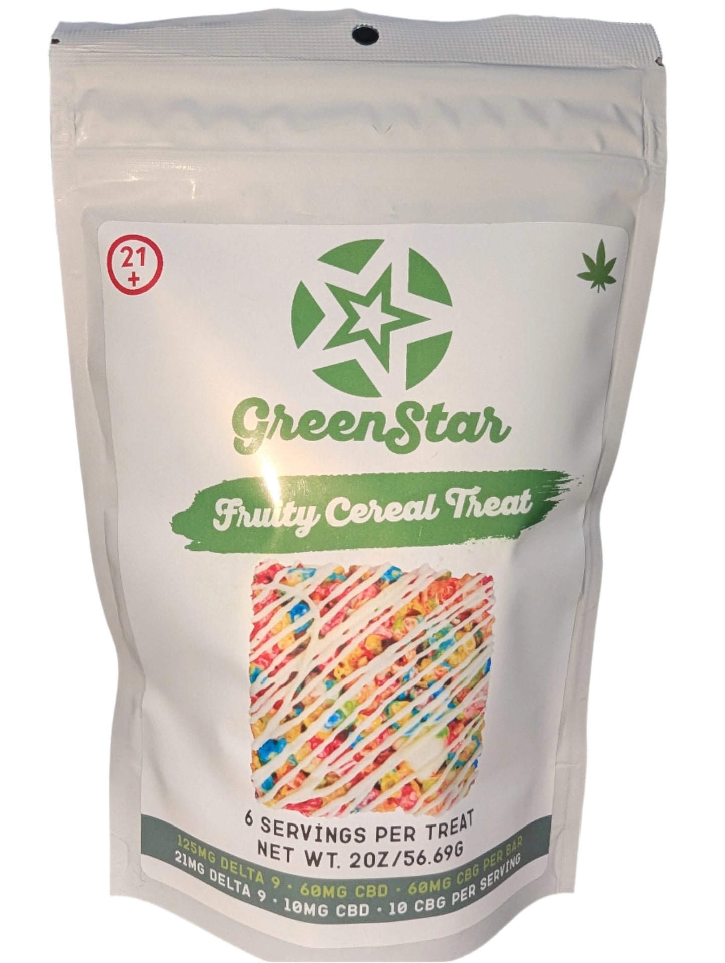 Green Star Fruity Cereal Treat - 125mg D9/ 60mg/ CBD/ 60mg CBG