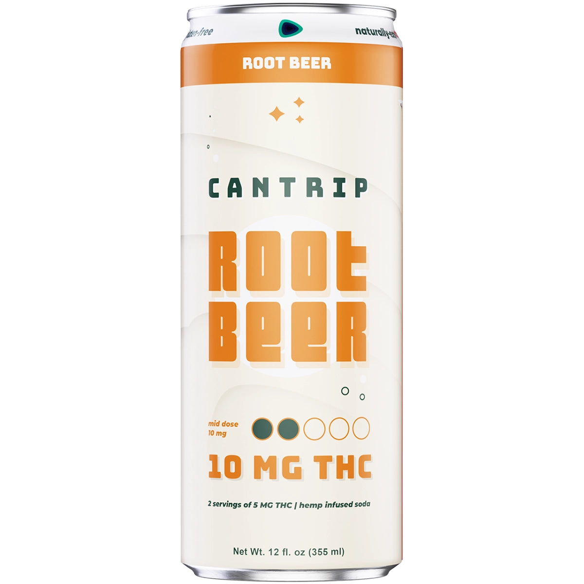 Cantrip Root Beer 10MG THC-infused soda can on a white background