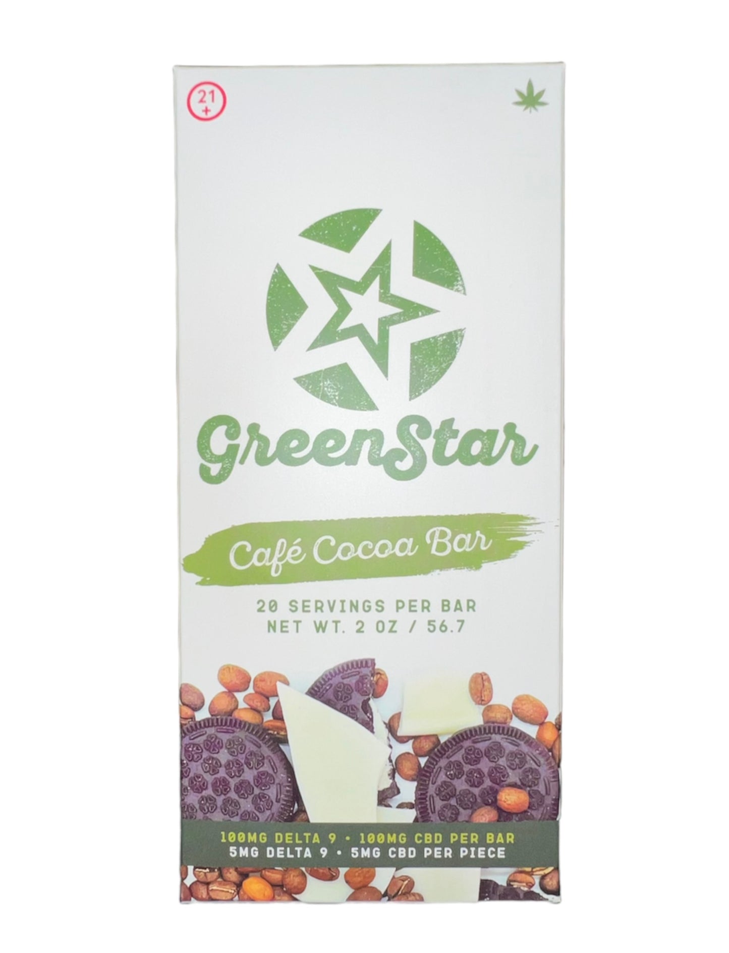 Green Star Cafe Cocoa Bar 20 Servings CBD Food Snacks Product Image