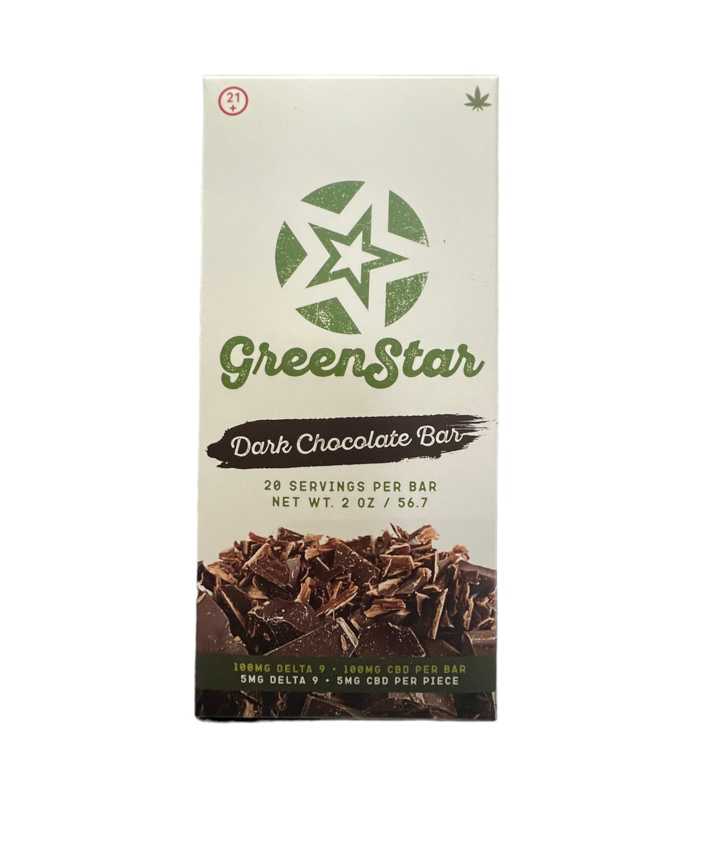 Green Star Dark Chocolate Bar CBD Food Snacks 20 Servings Product Image