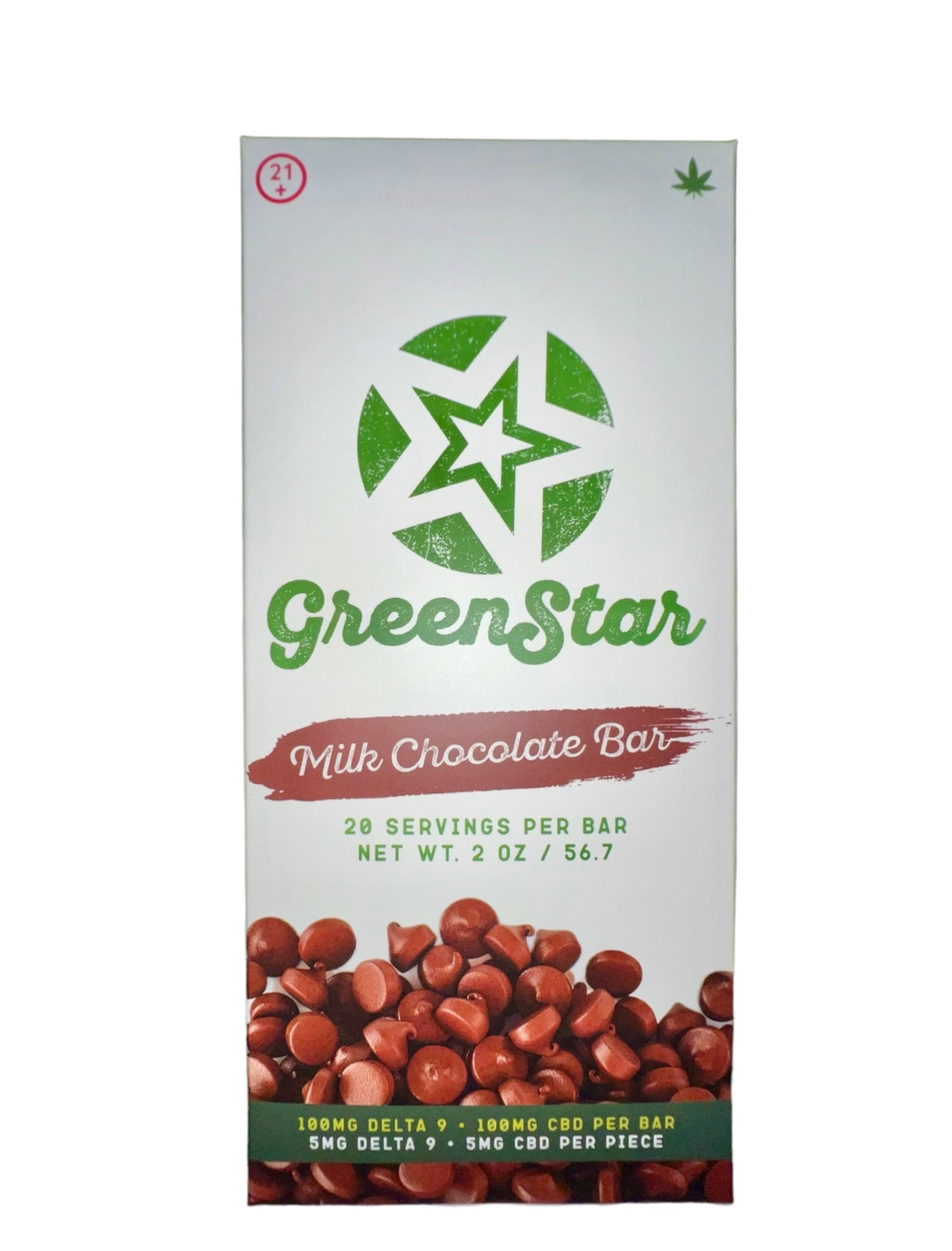 Green Star Milk Chocolate Bar CBD Food Snacks 20 servings