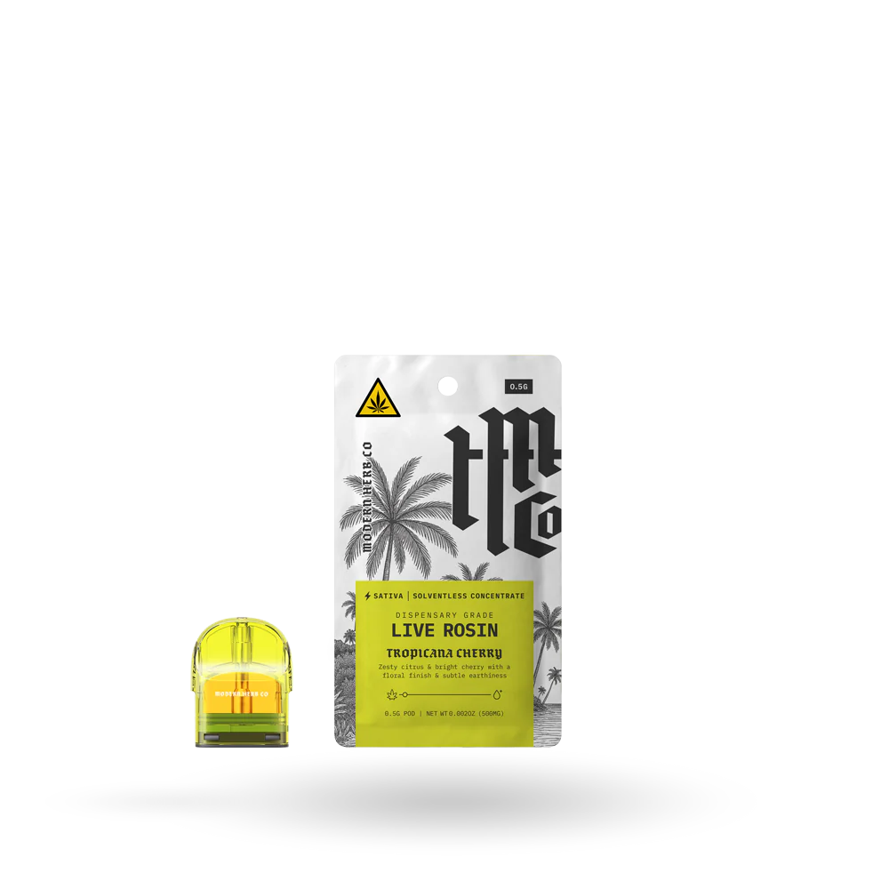 Live Rosin container with packaging on a white background