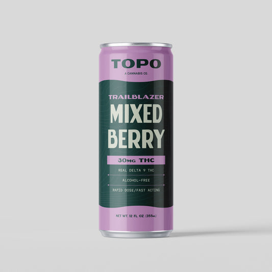 Topo Mixed Berry cannabis product can on a light gray background